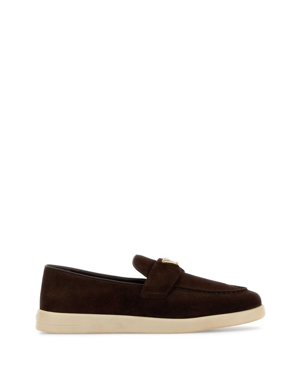 Prada Brown Dark Suede Loafers For