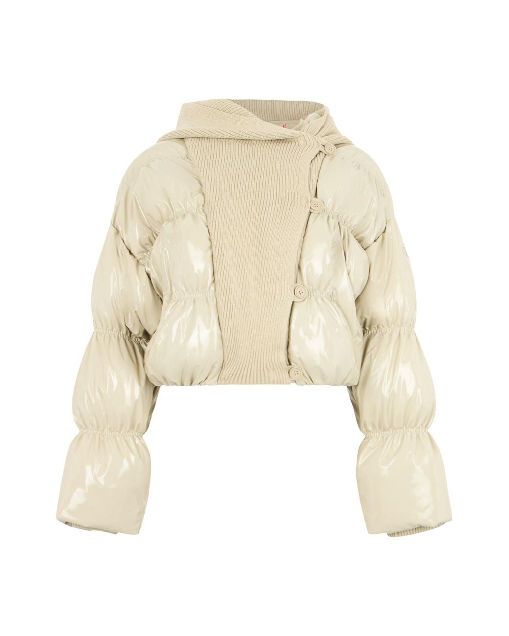 DIESEL Natural Cropped Puffer Jacket With Asymmetric Buttoning