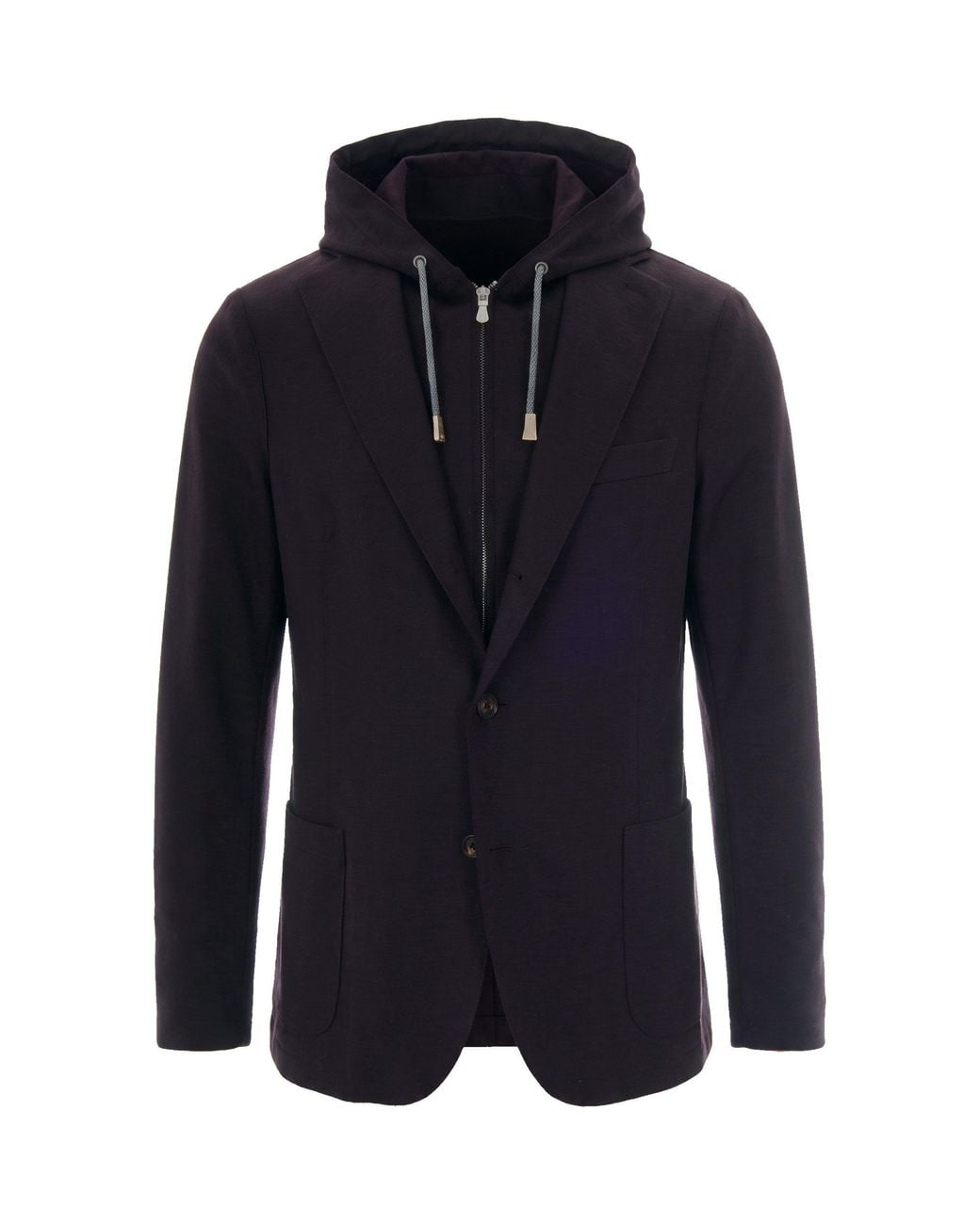 Eleventy Blue Hooded Zip-Front Blazer Jacket for men