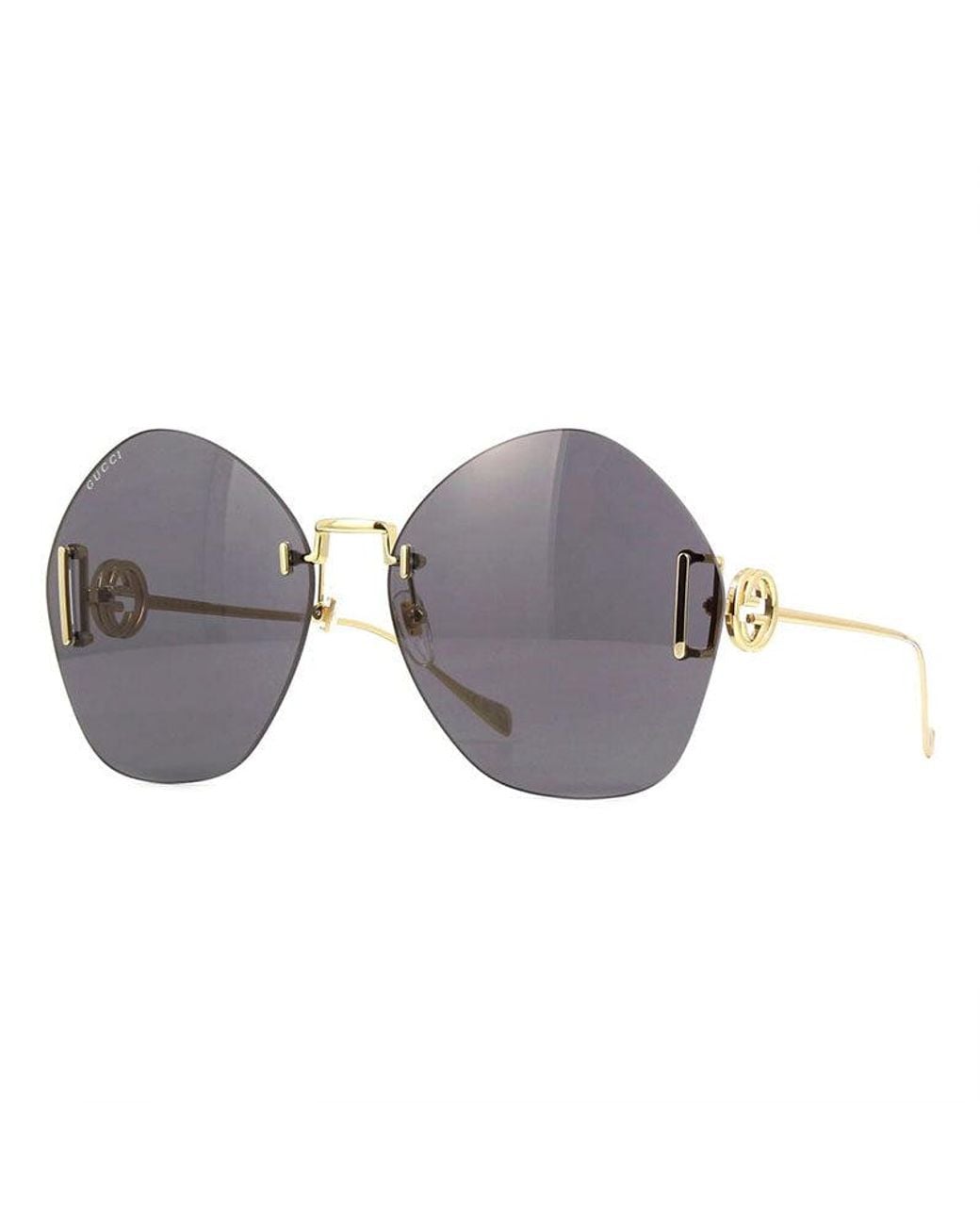 Gucci Gray Geometric Rimless Sunglasses
