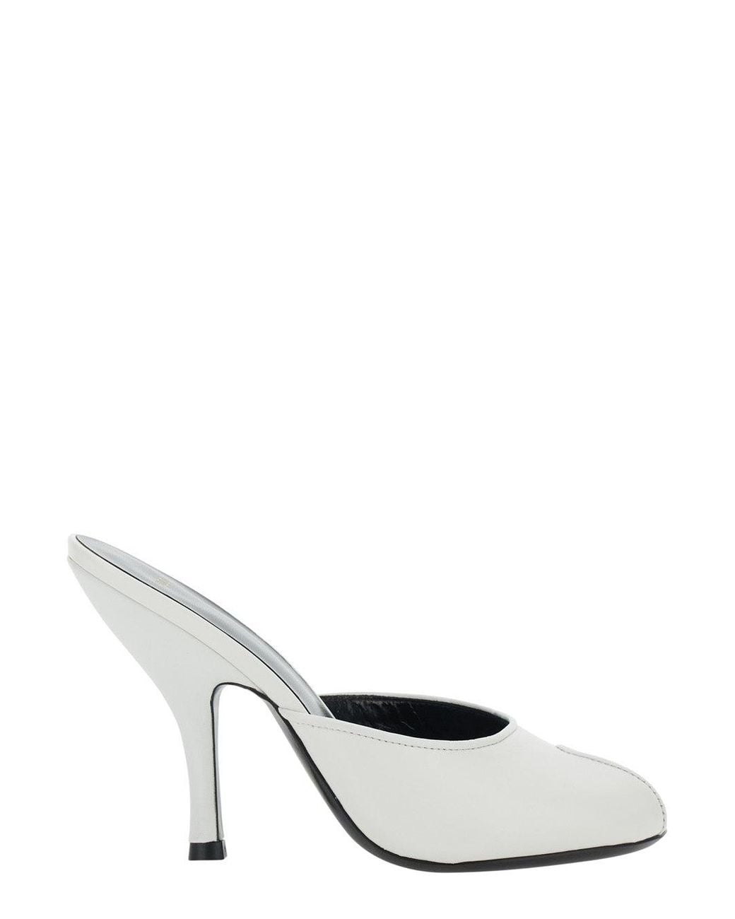 Jude White Mule Heels Leather