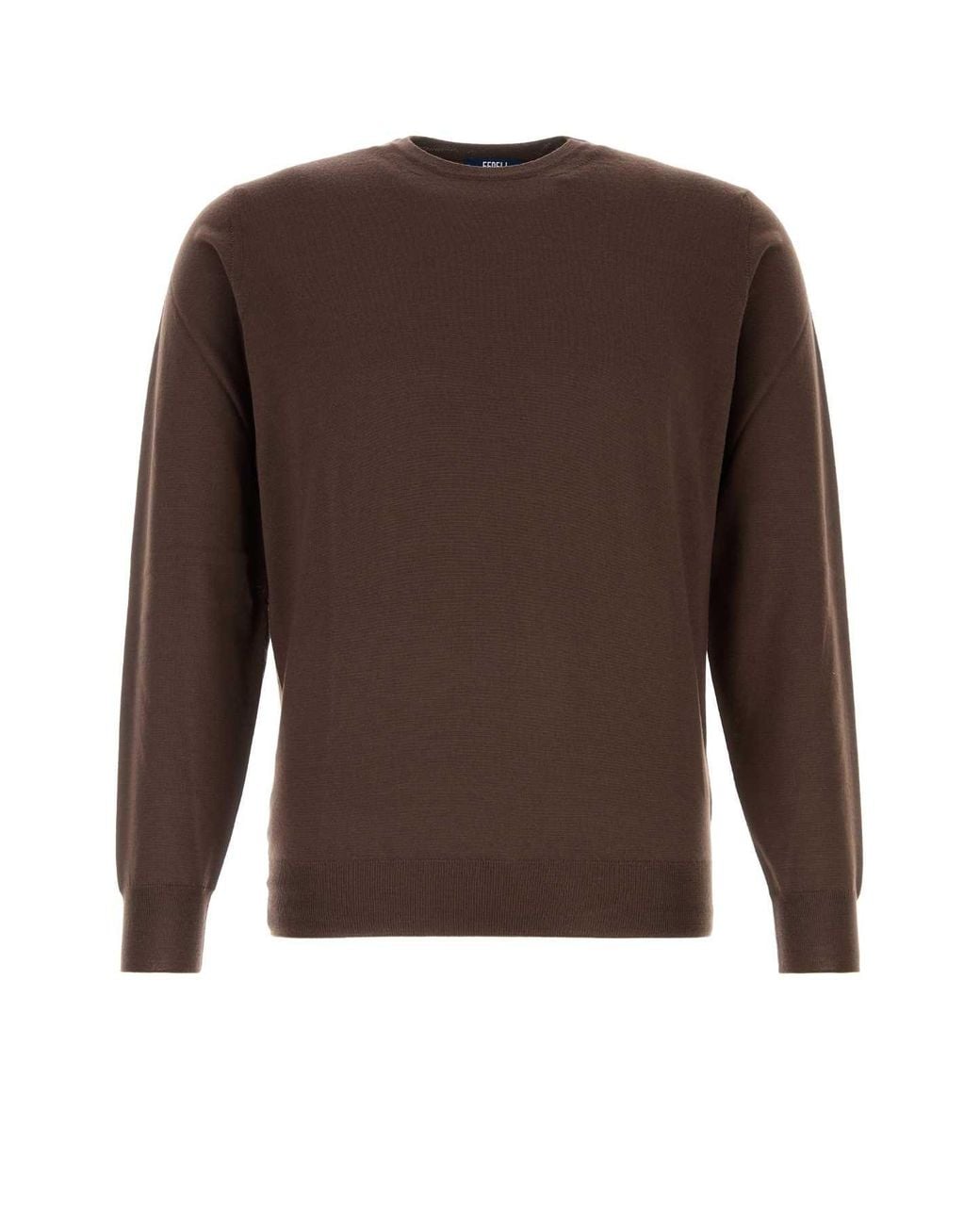 Fedeli Brown 100% Virgin Wool Sweater for men