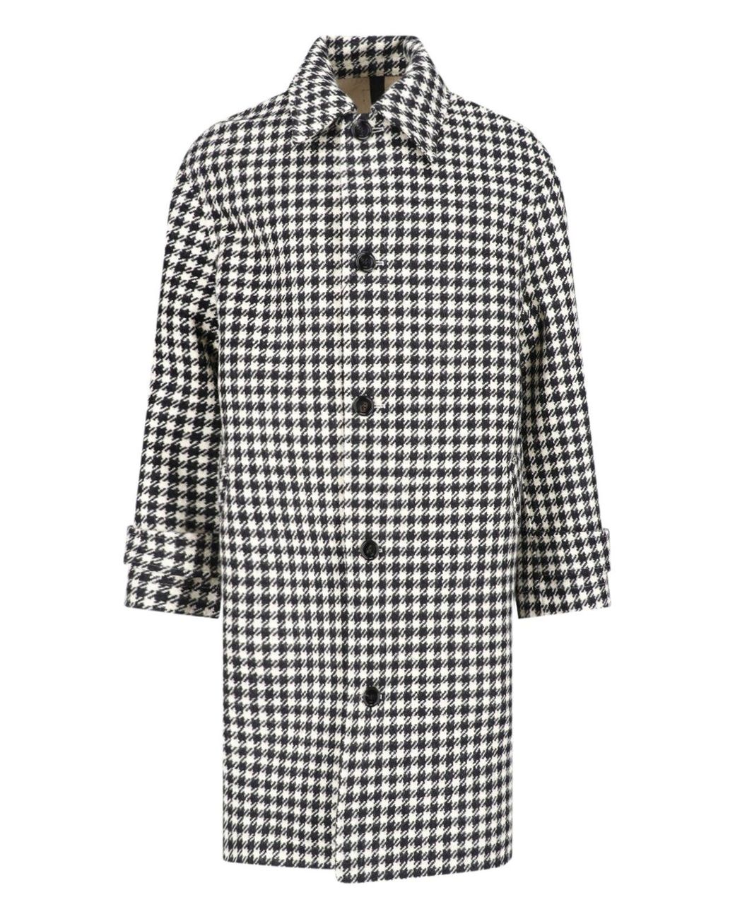 AMI White Houndstooth Wool Coat for men