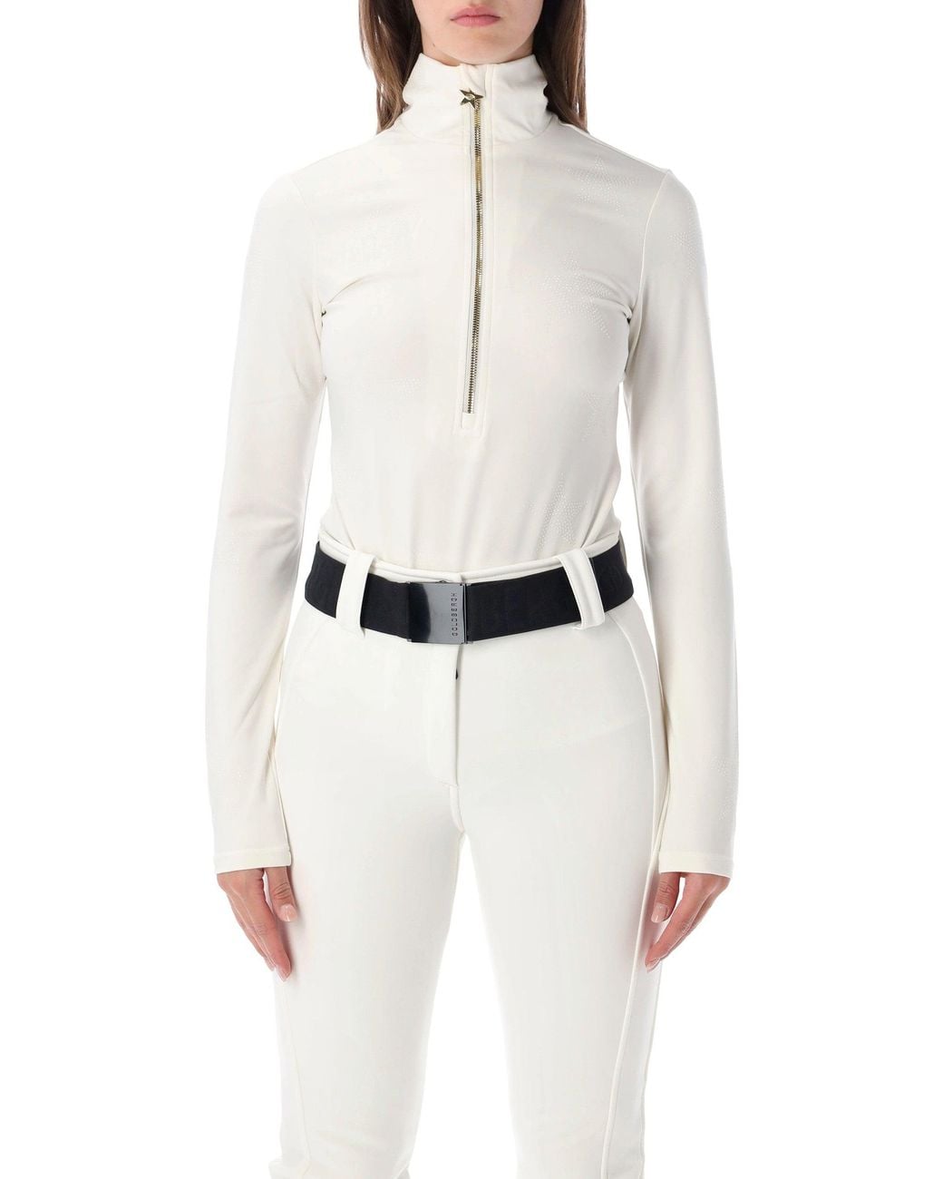 Goldbergh White Star-Print Half-Zip Base Layer Top