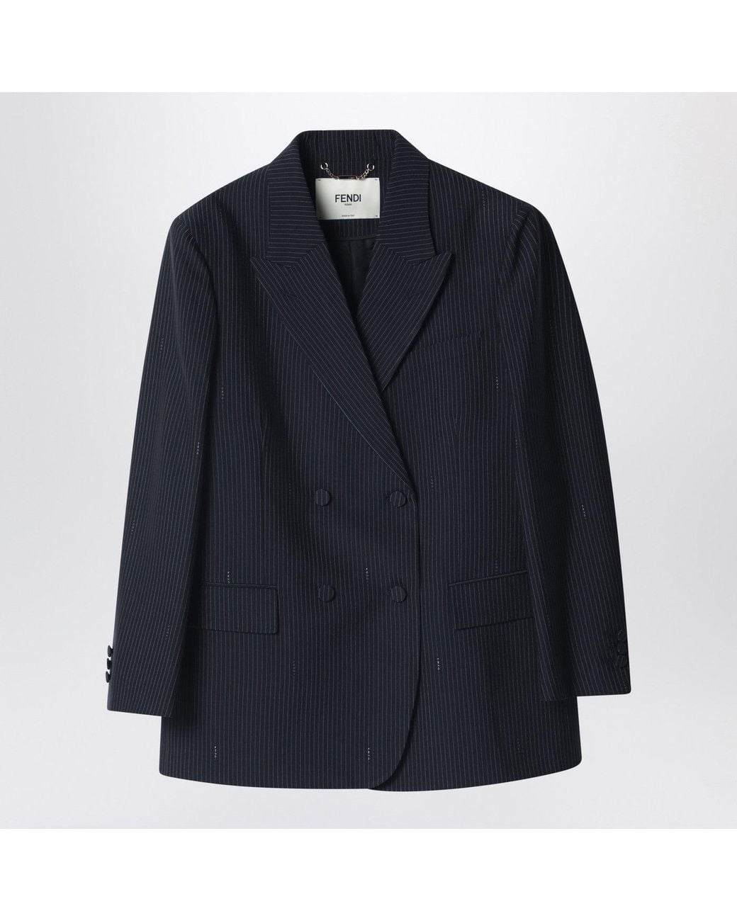 Fendi Blue Pinstriped Wool Blazer