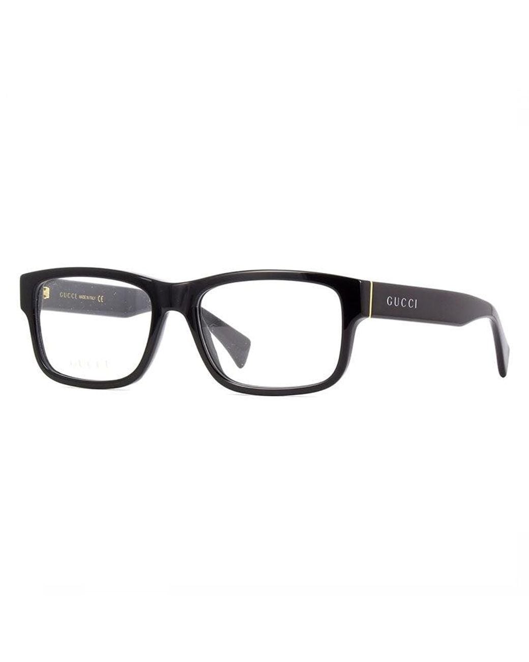 Gucci Black Rectangular Eyeglasses With Clear Demo Lenses for men
