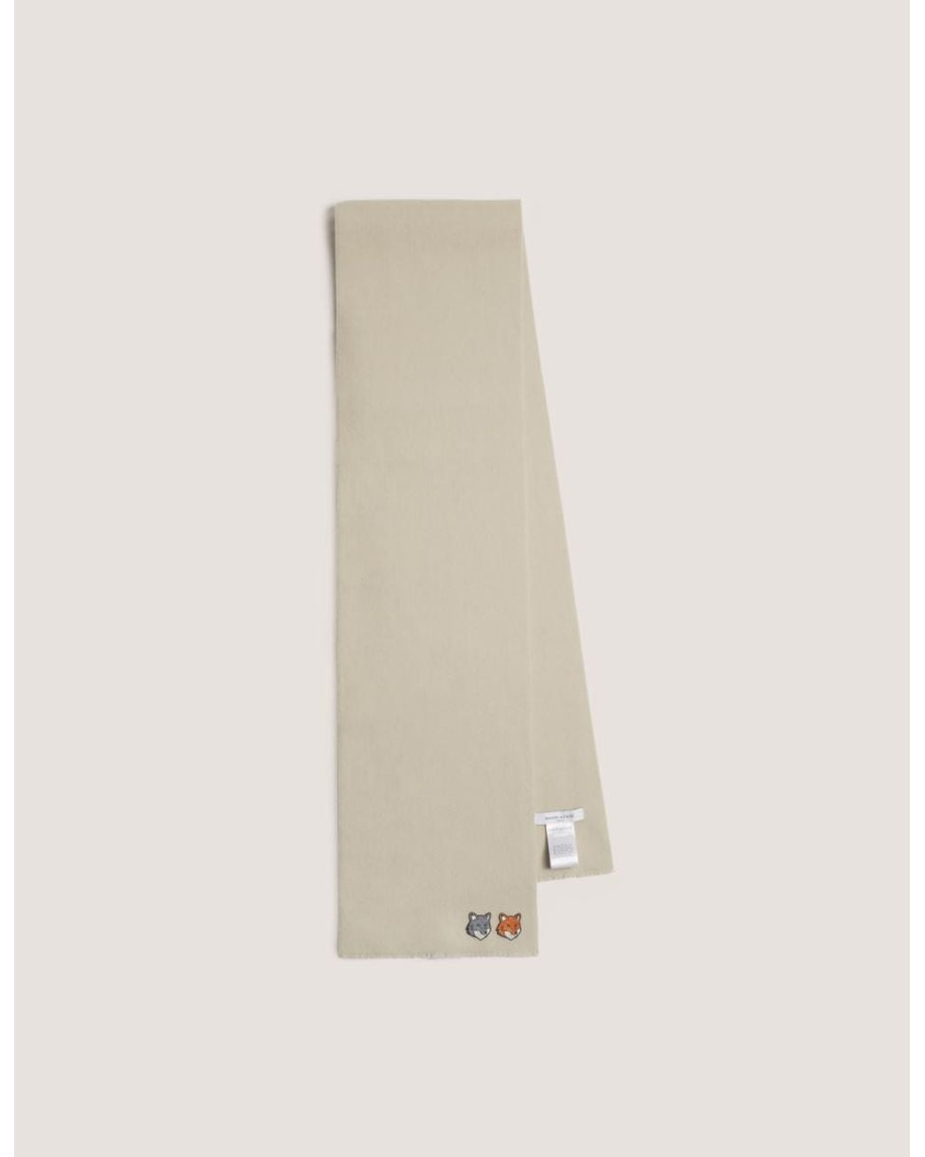 Maison Kitsuné White Double Fox Head Wool Scarf