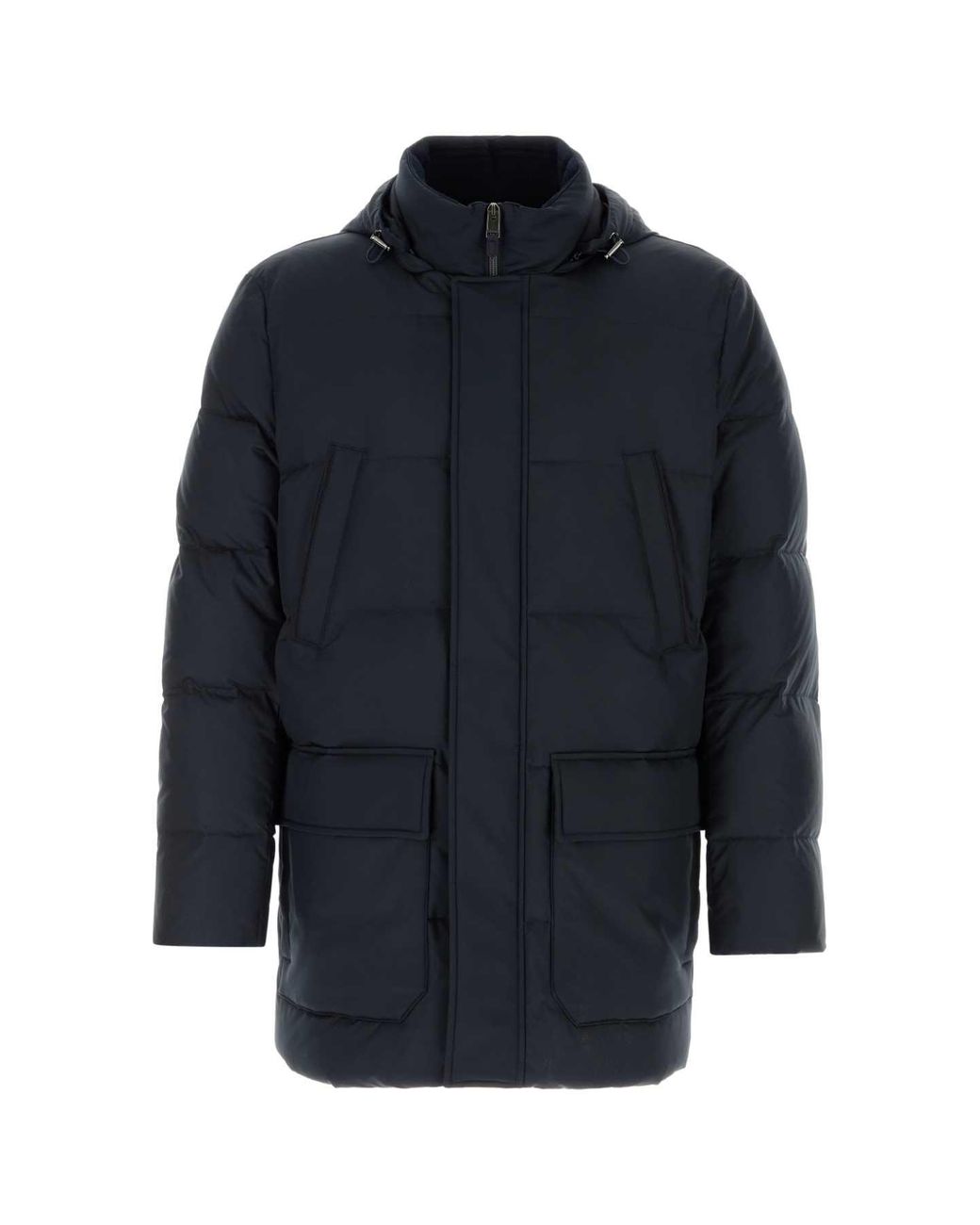 Canali Blue Quilted Down Jacket With Polyester Shell & Feather-Down Padding for men