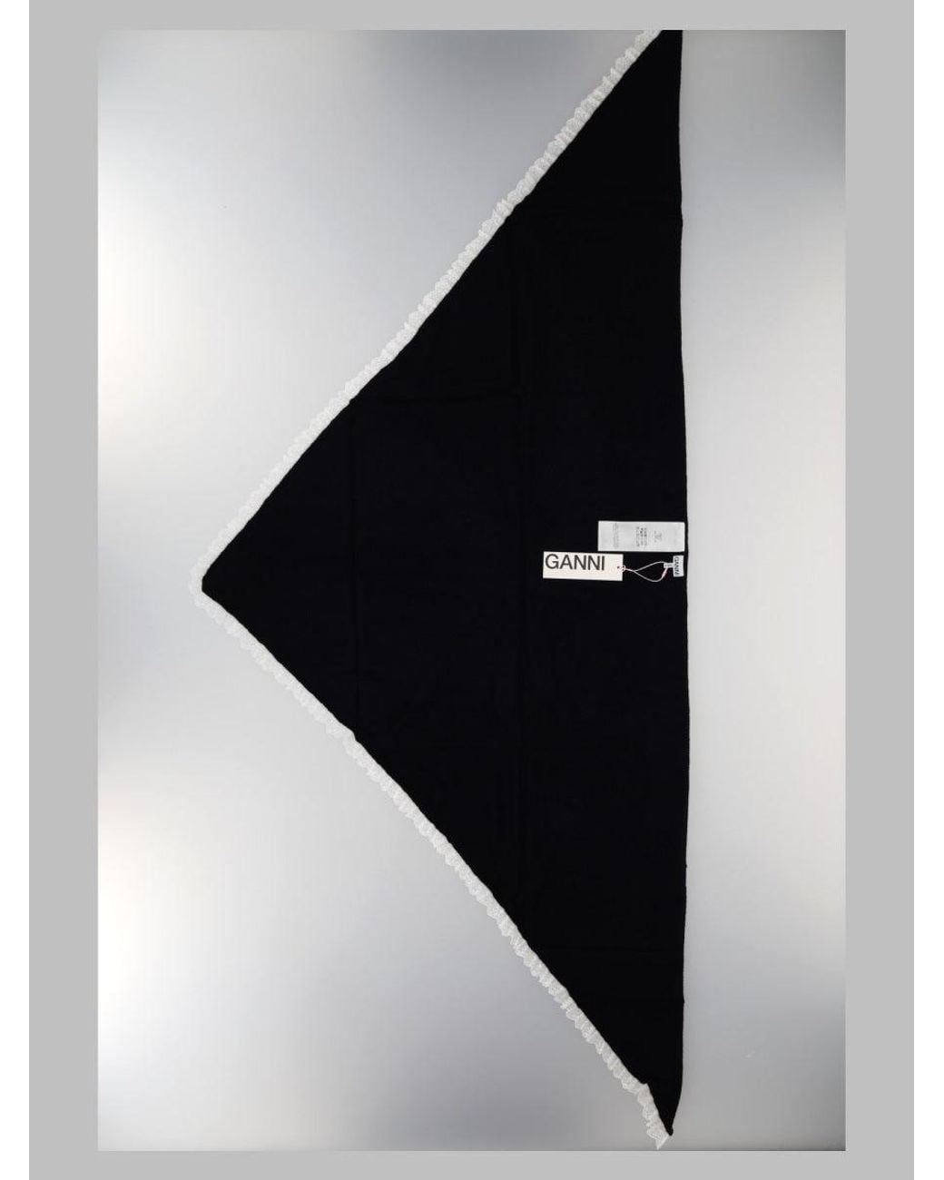 Ganni Black 100% Wool Scarf