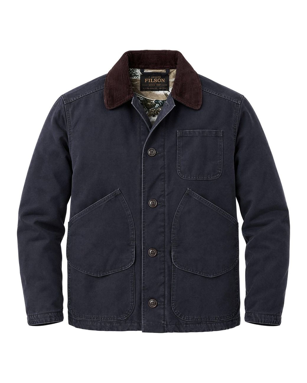 Filson Cotton Chore Jacket With Corduroy Collar in Blue for Men | Lyst
