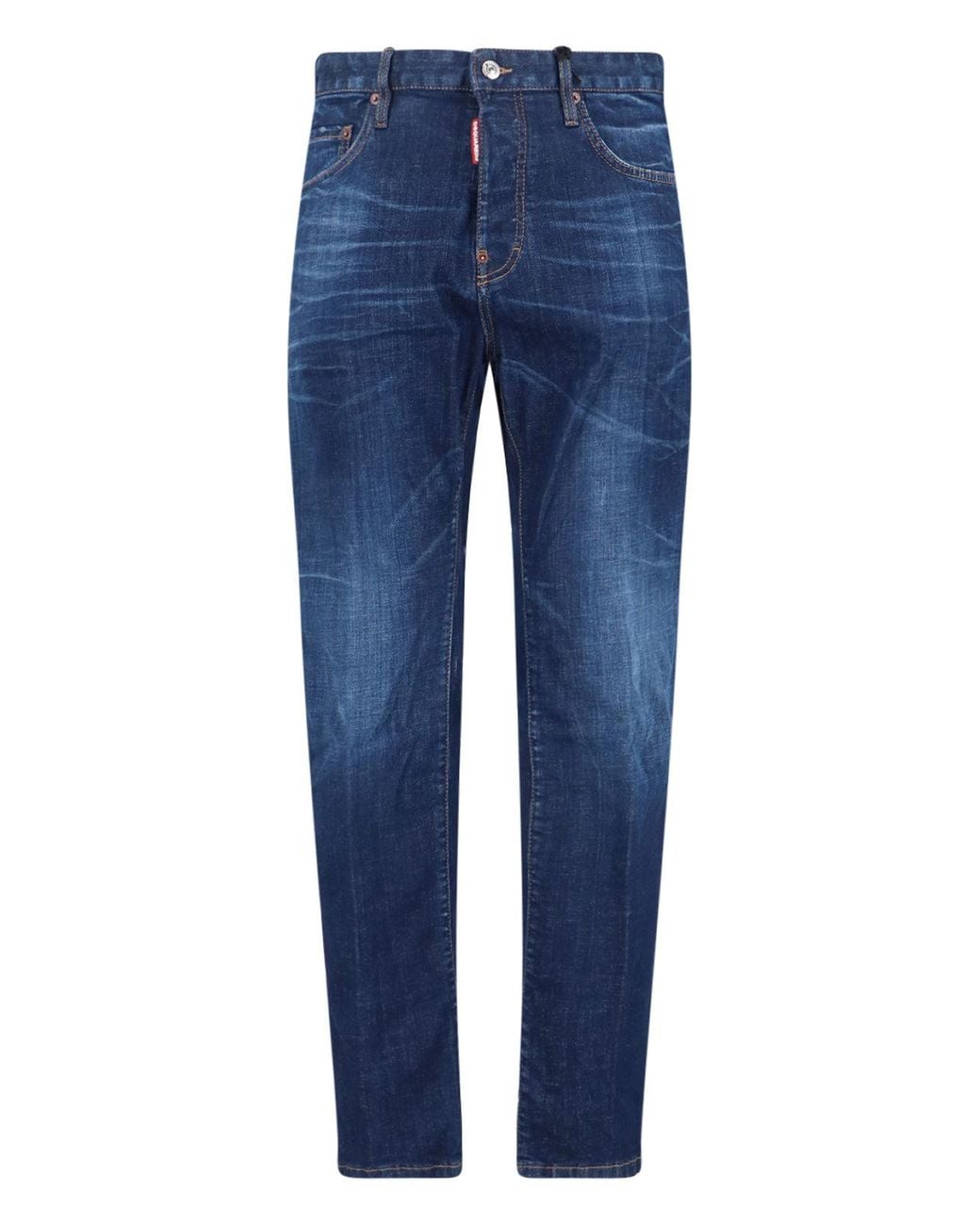 DSquared² Blue Slim Fit Distressed Paint Splatter Jeans for men
