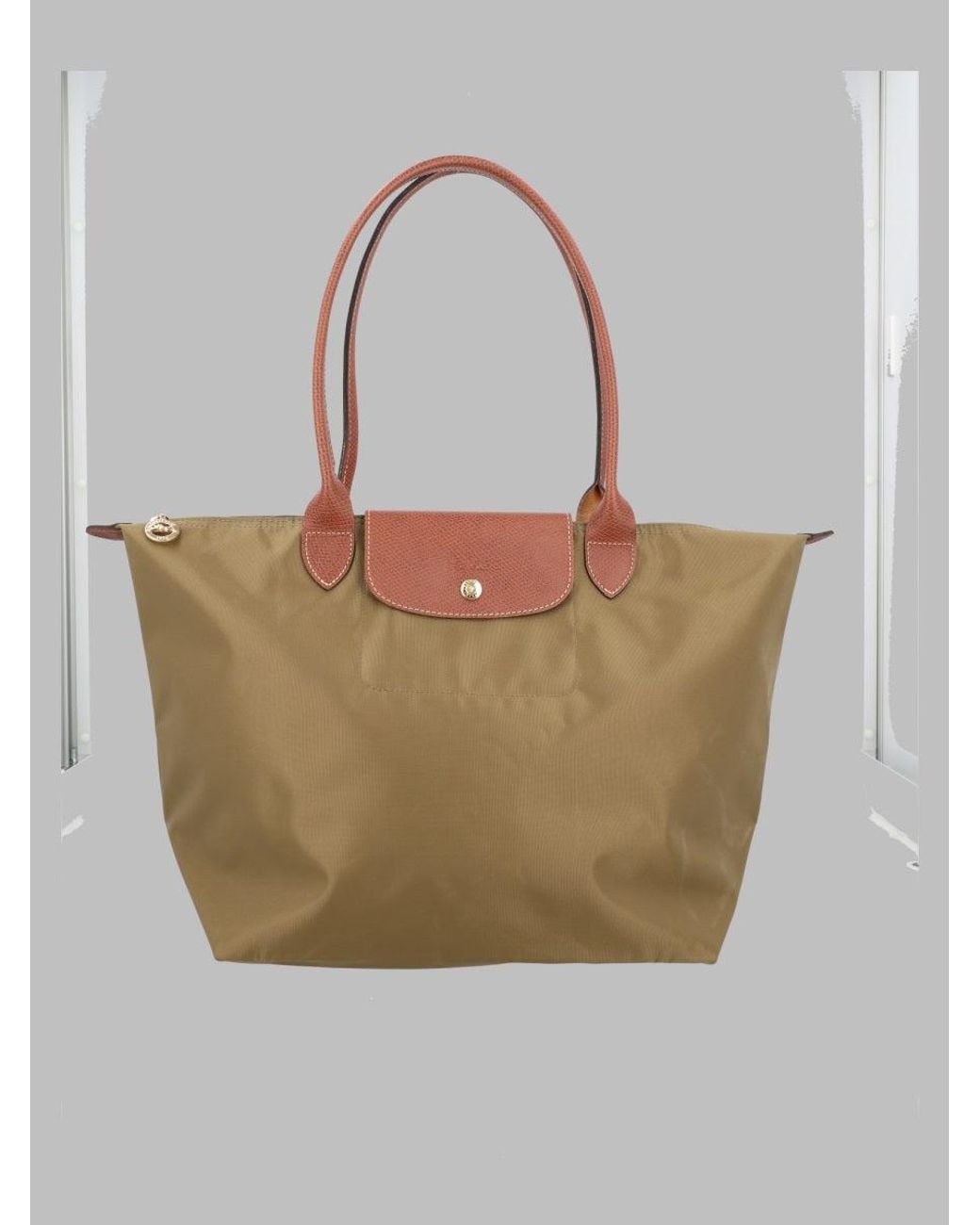 Longchamp Natural Foldable Nylon Tote Bag