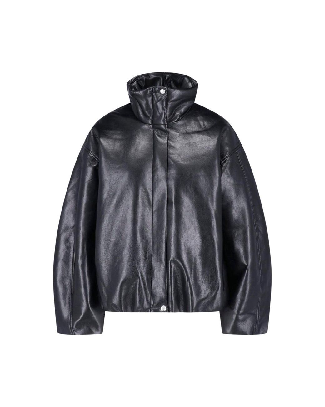 Anine Bing Black High-Collar Leather Jacket