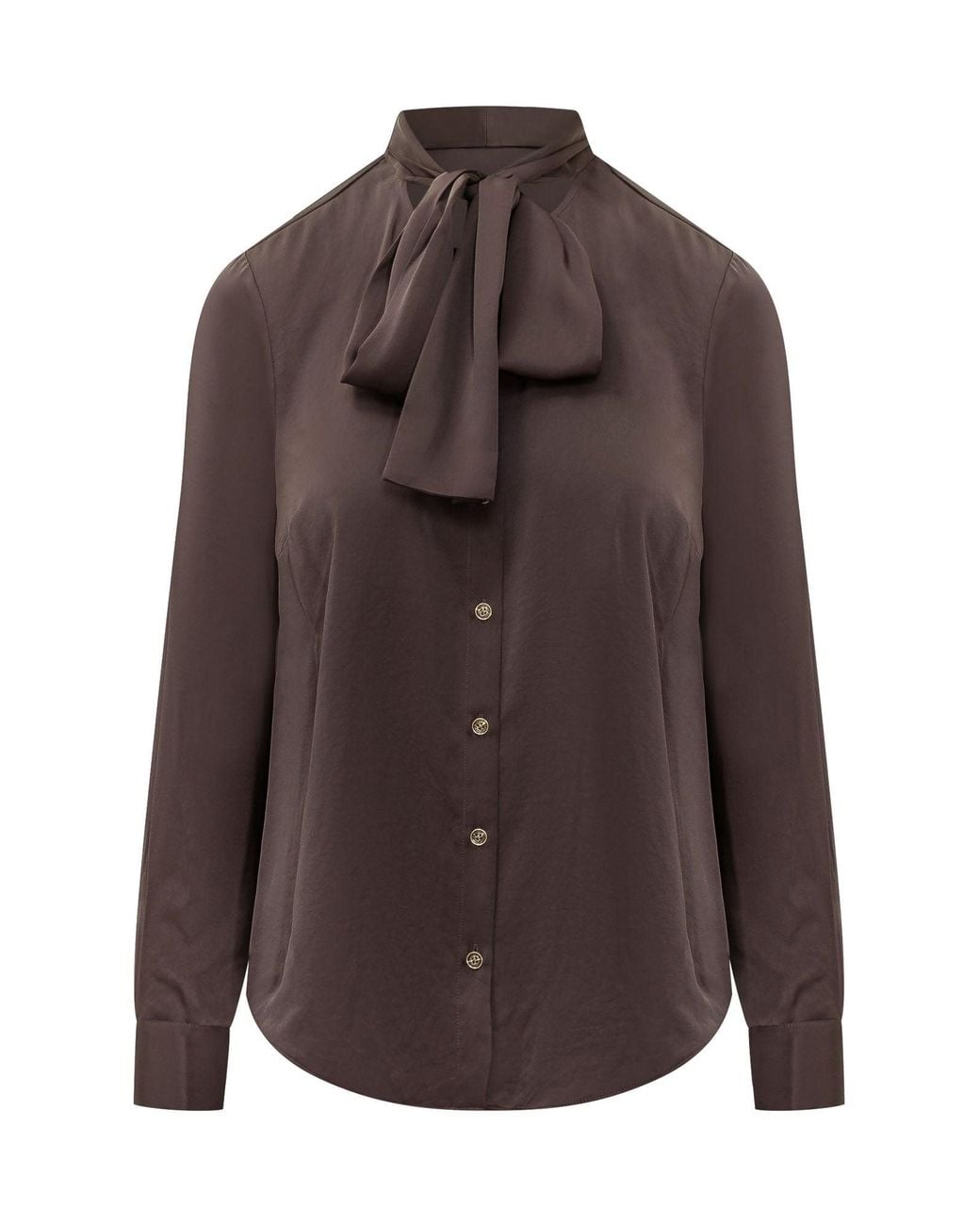 MICHAEL Michael Kors Brown Satin Bow Blouse
