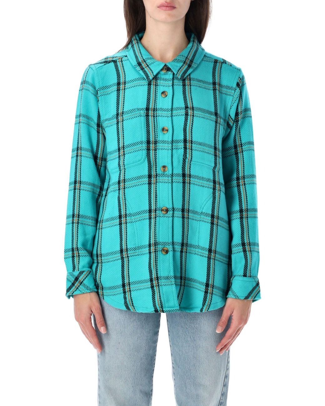 Kavu Blue Plaid Button-Up Shirt Jacket