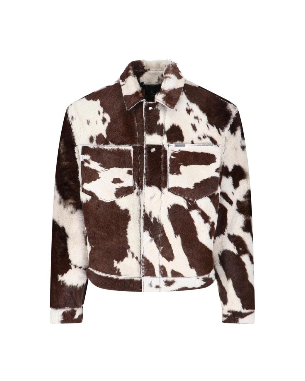 Represent Brown Cow Print Leather Jacket for men
