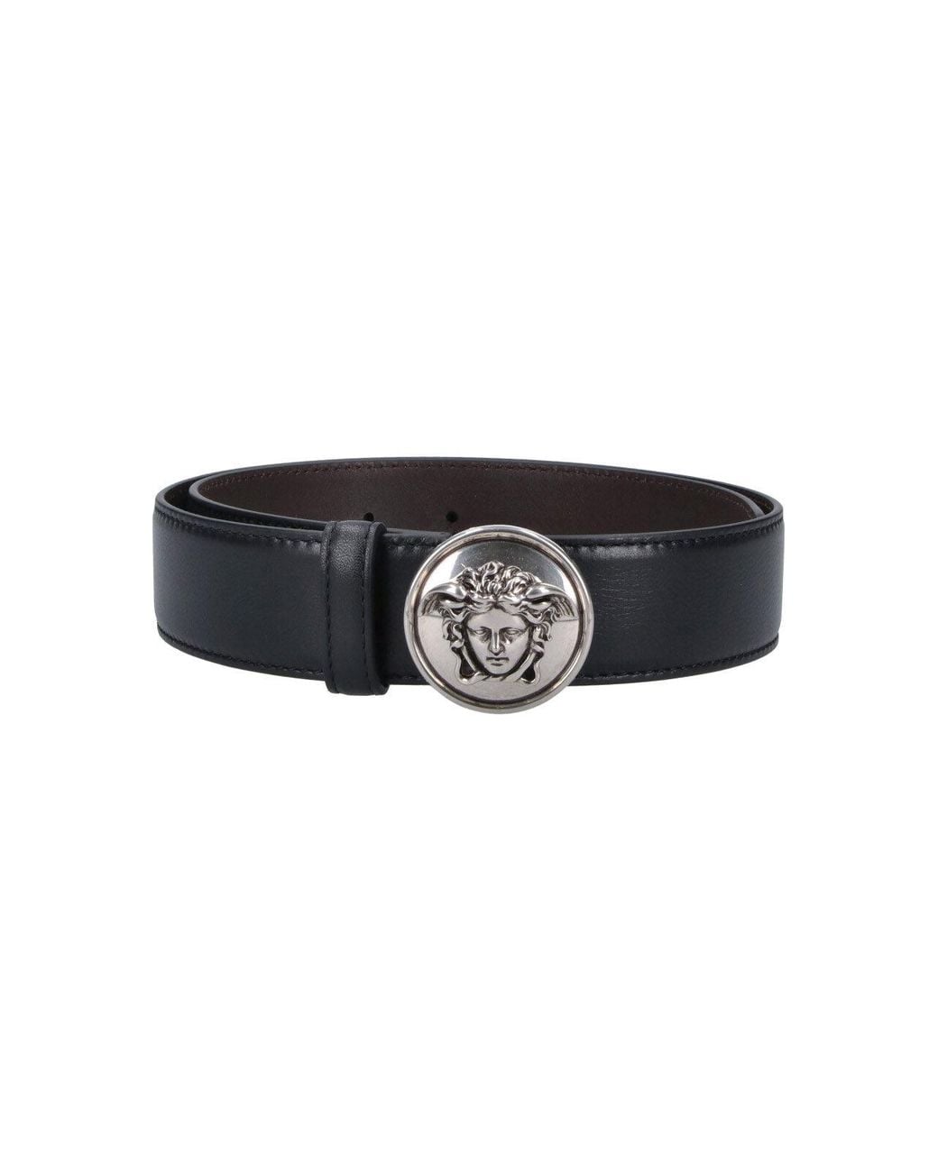 Versace Black Medusa Biggie Calf Leather Belt