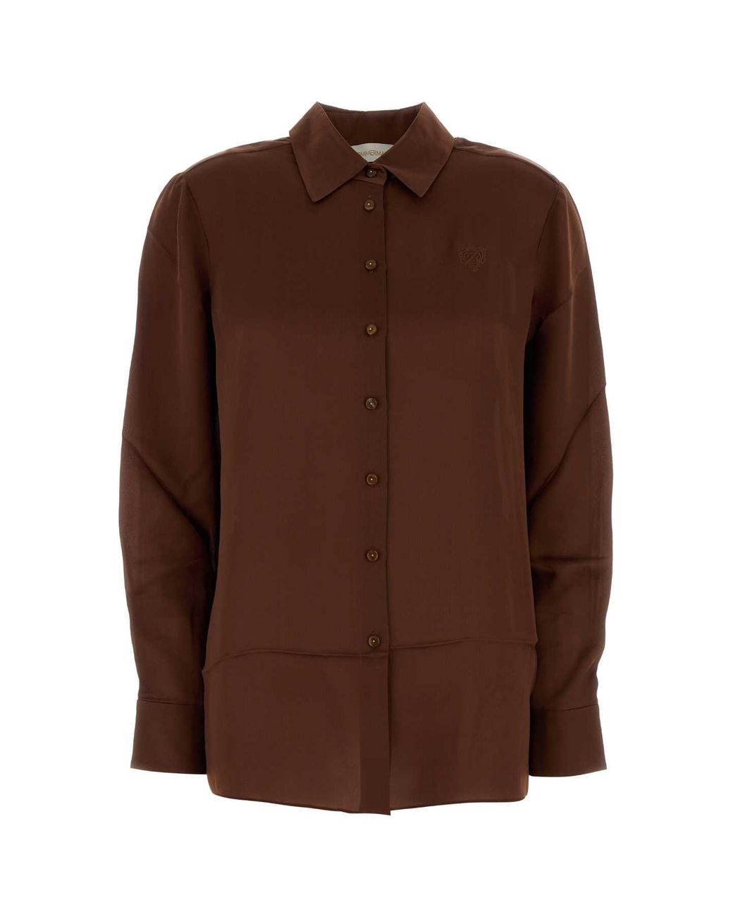 Zimmermann Brown Chocolate Satin Hypnotic Shirt