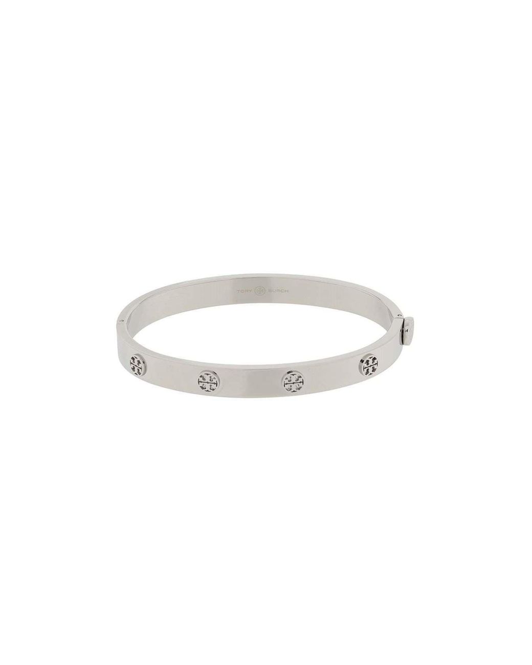 Tory Burch Black Steel Bracelet With Engraved Logo