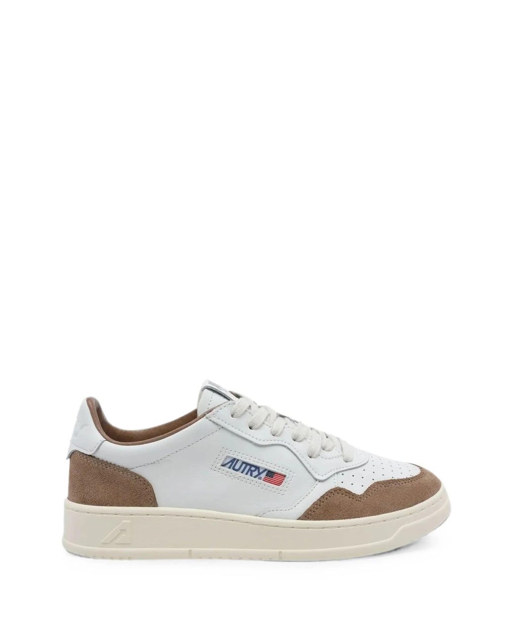Autry White Goatskin Sneaker With Contrast Multi-Layer Inserts & Perforated Toe for men
