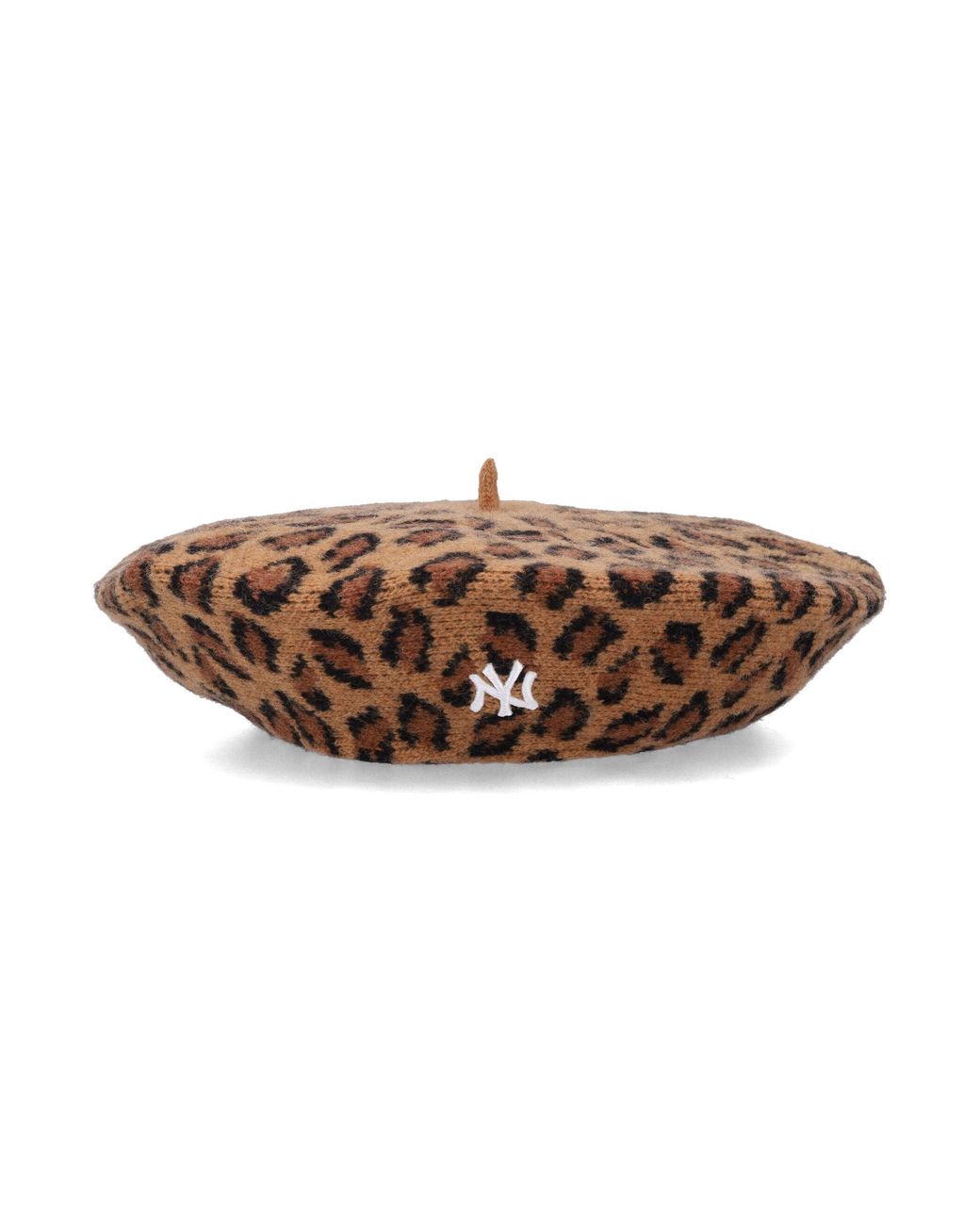 KTZ Brown Leopard Print Wool Beret