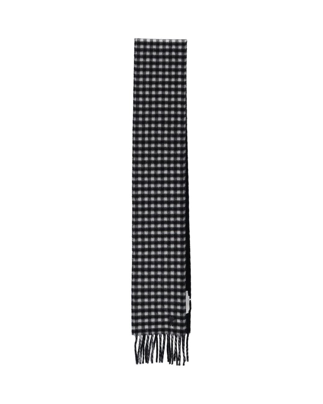 AMI White Wool Check Scarf