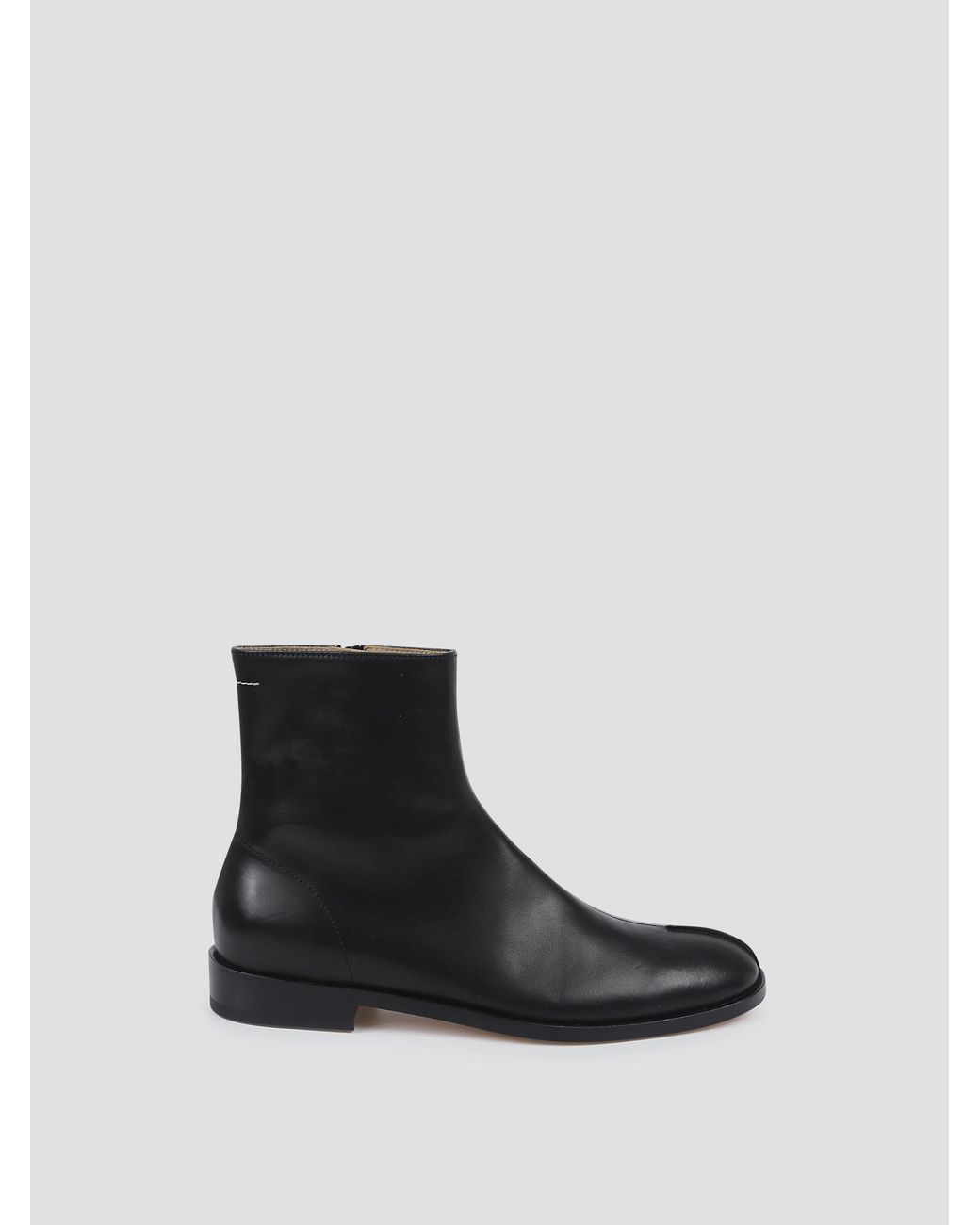 MM6 by Maison Margiela Leather Ankle Boots in Black | Lyst