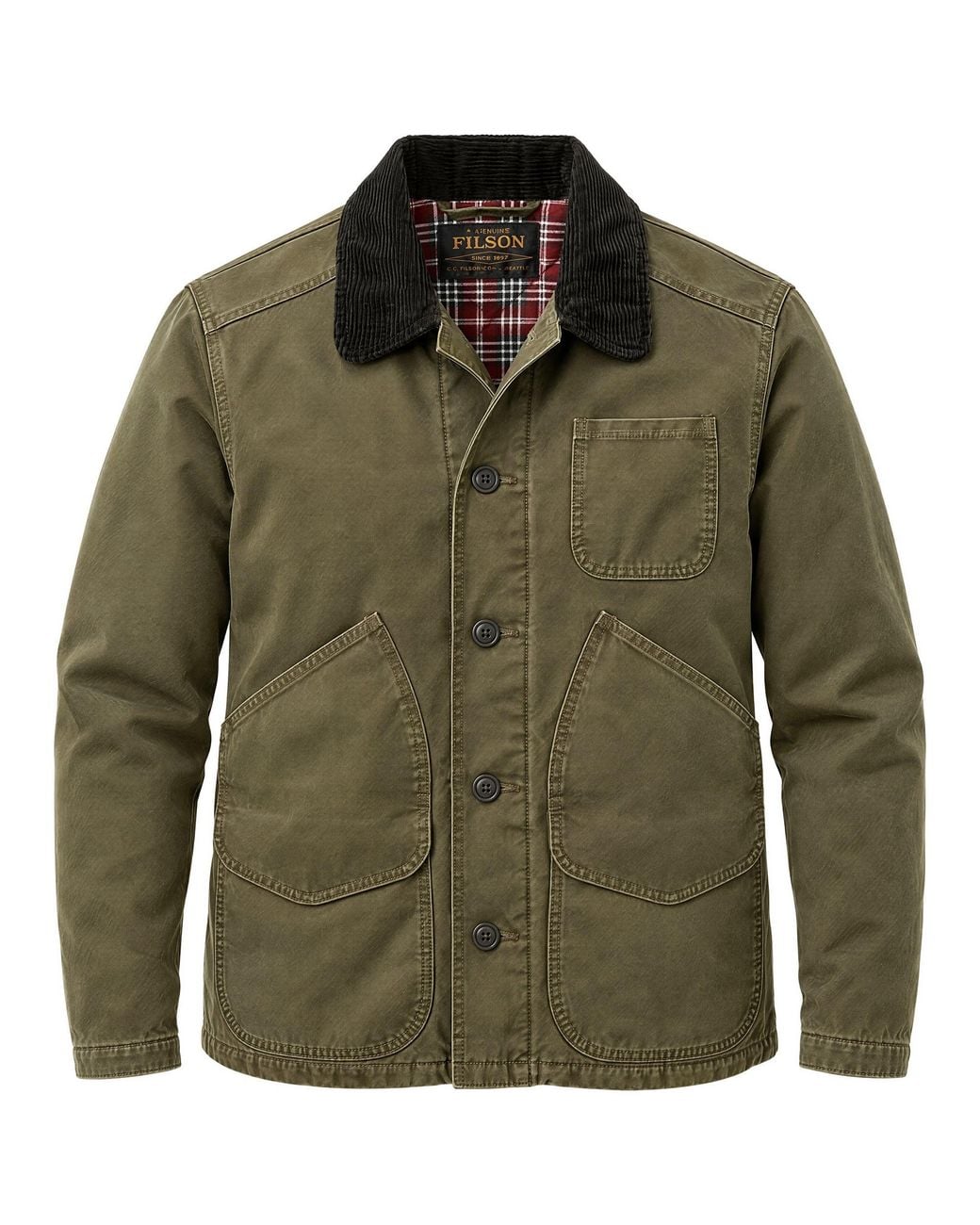 Filson Green Cotton Chore Coat for men