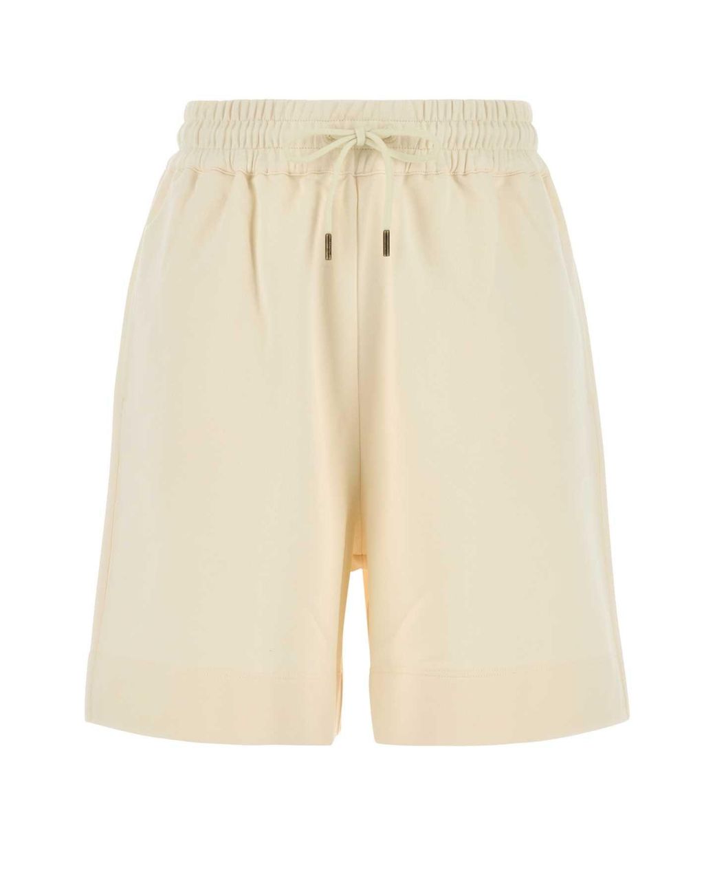 Moncler Natural Cotton Shorts With Logo Patch