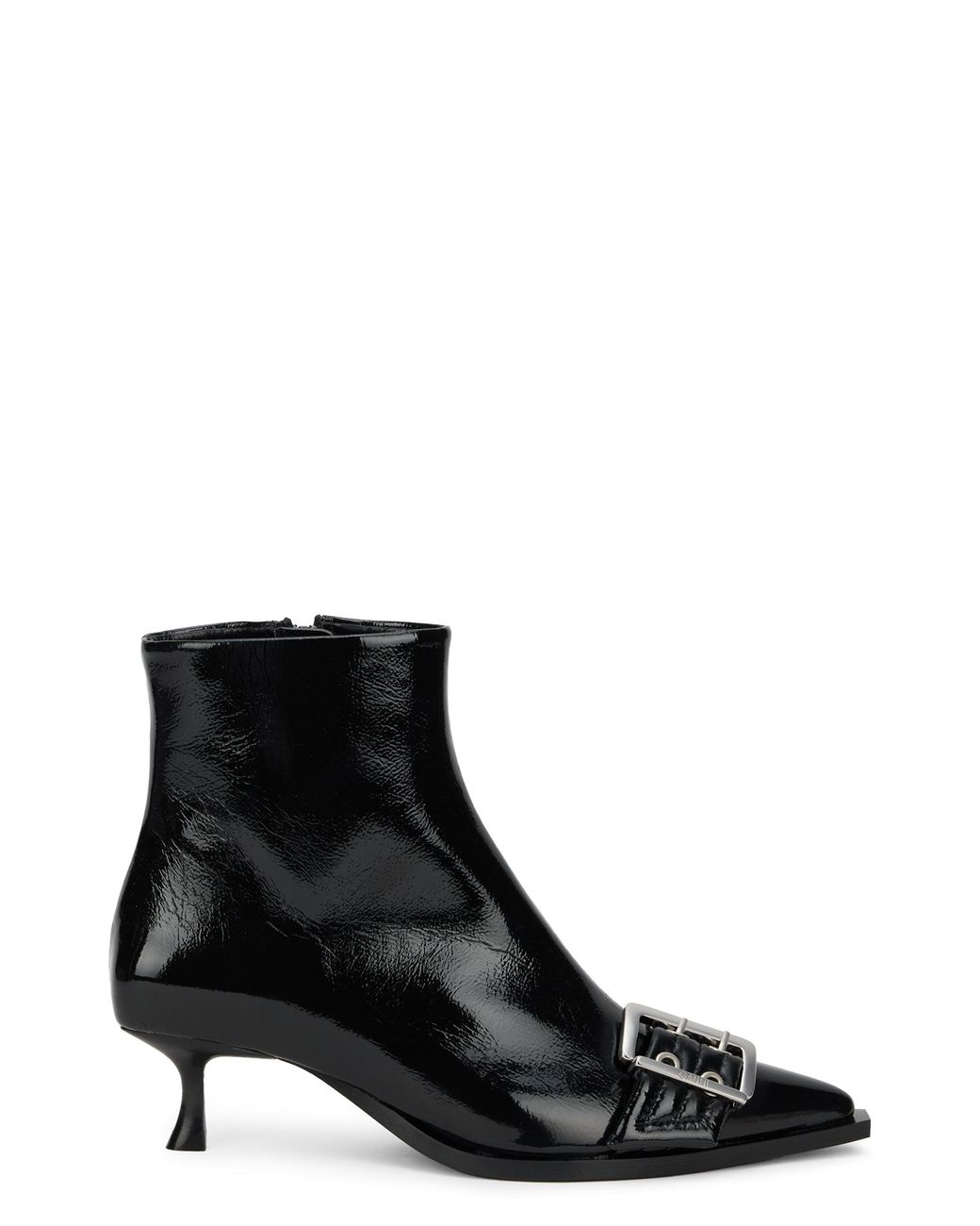 Ganni Black Ankle Boots Leather Polyester