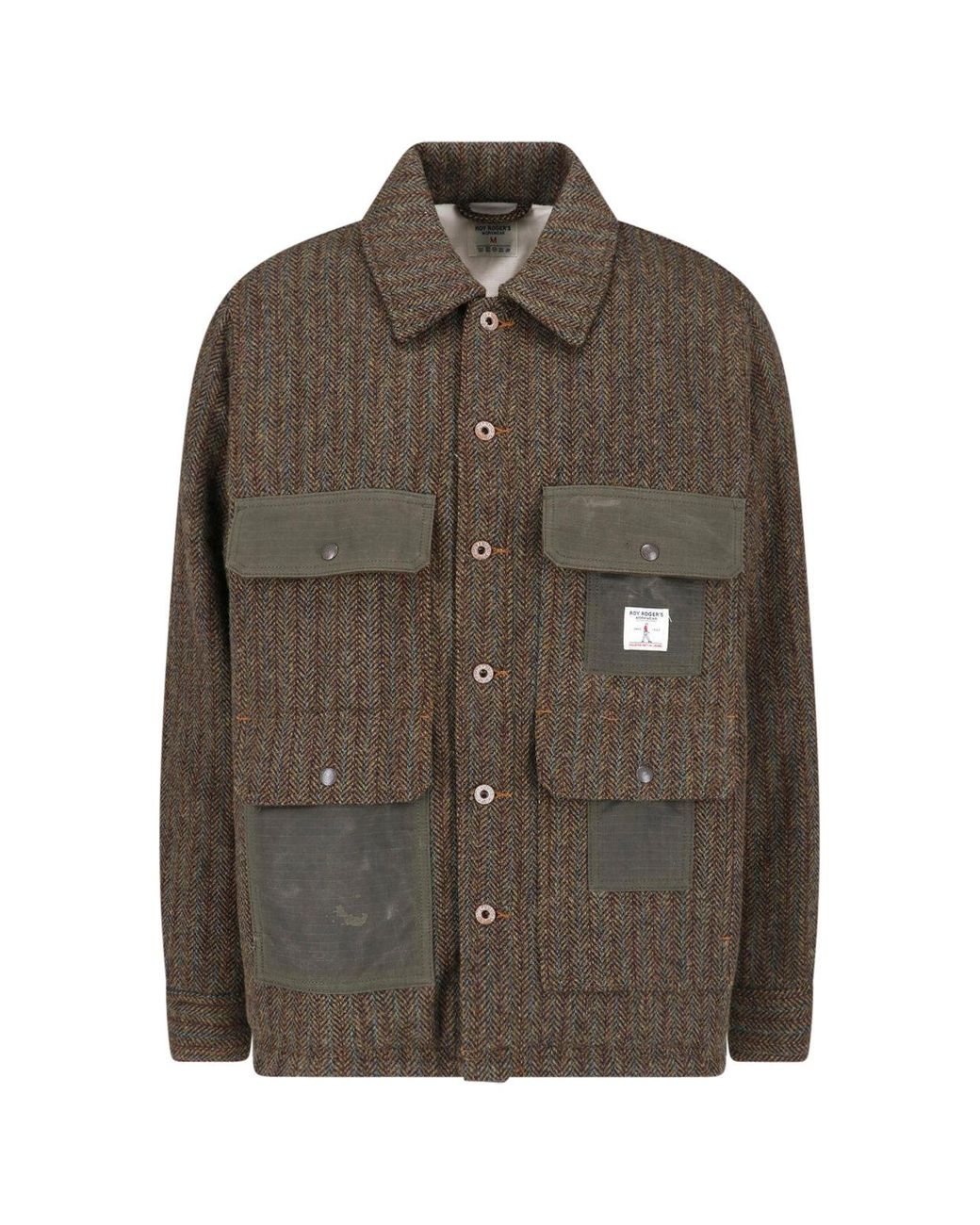 Roy Rogers Brown Herringbone Overshirt Jacket for men
