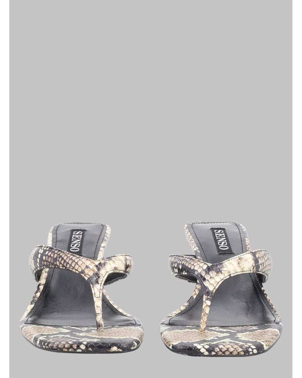 Senso Metallic Python-Print Thong Sandals