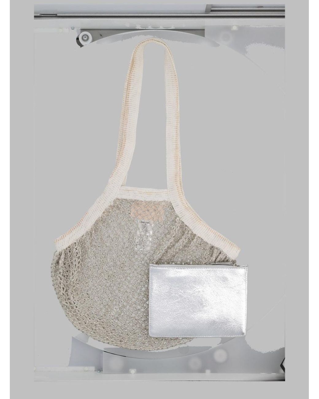 Circus Hotel Gray Mesh Tote Bag With Removable Pouch
