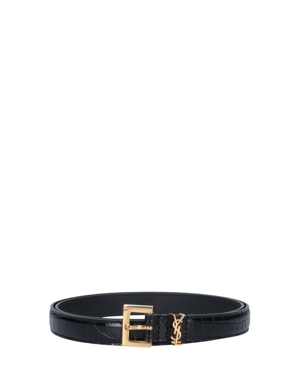 Saint Laurent White Cassandre Thin 2 Cm Belt