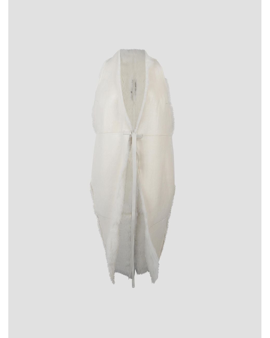 Rick Owens White Cyclops Fur Coat for men