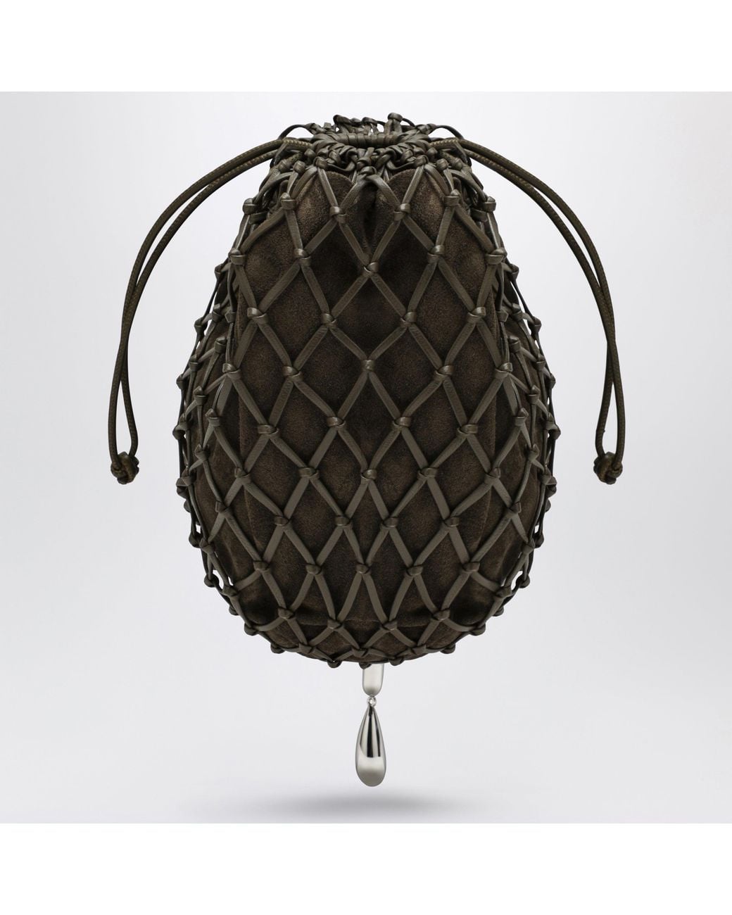 SAVETTE Black Mini Macramé Pouch Leather Bag