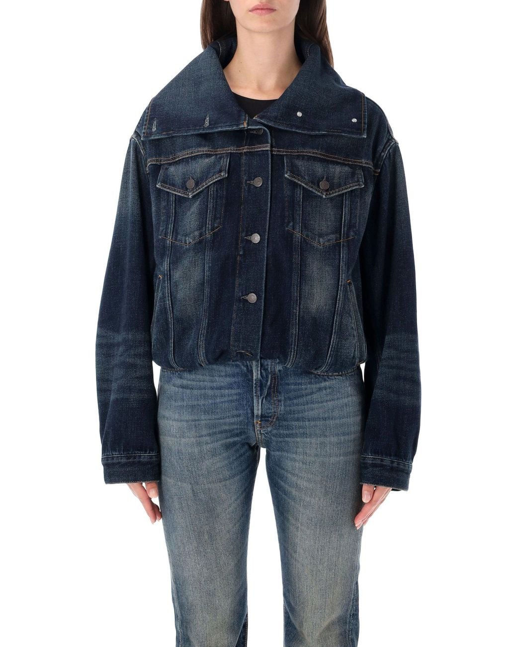 Acne Blue Oversized Collar Denim Jacket