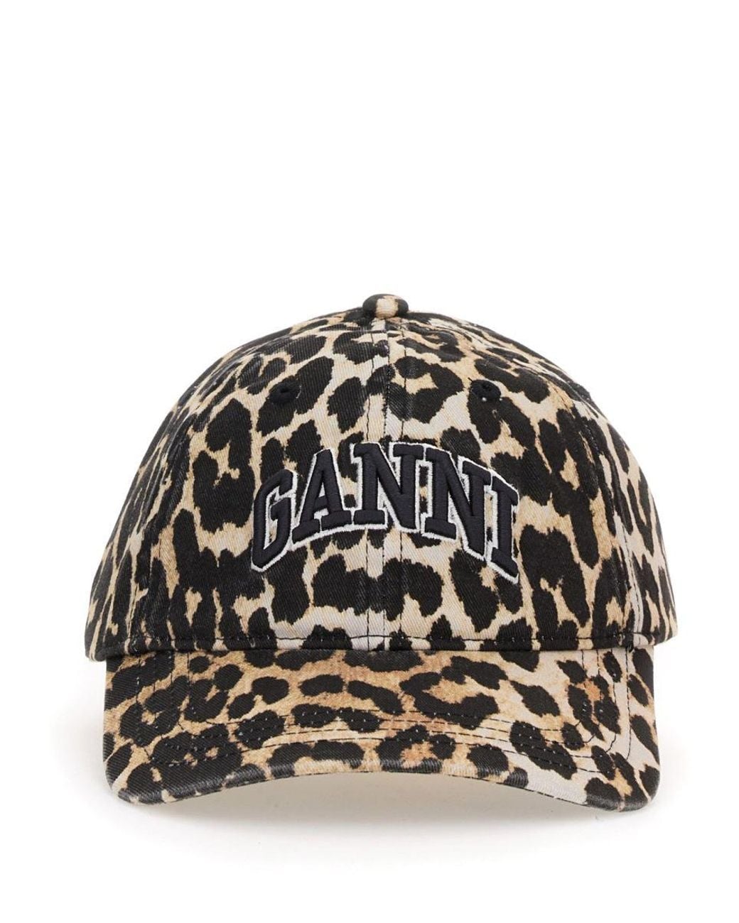 Ganni Black Leopard Print Cap