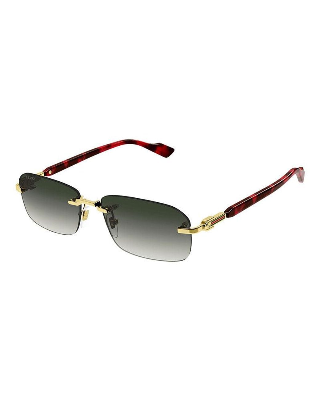 Gucci Brown Rimless Rectangular Sunglasses for men