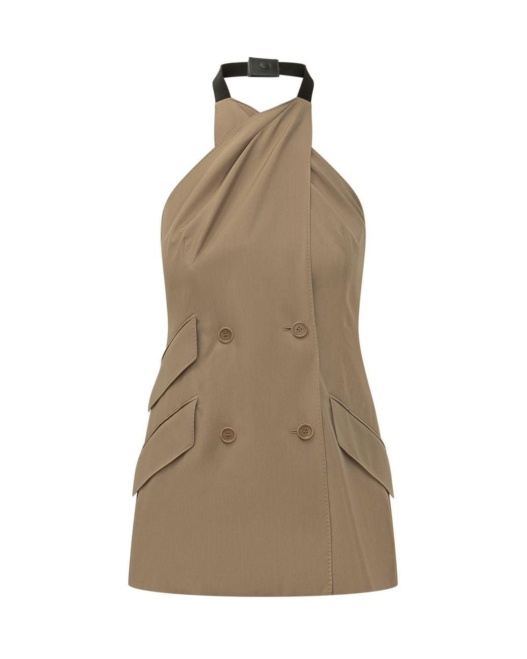 Max Mara Natural Halter Draped Top With Design