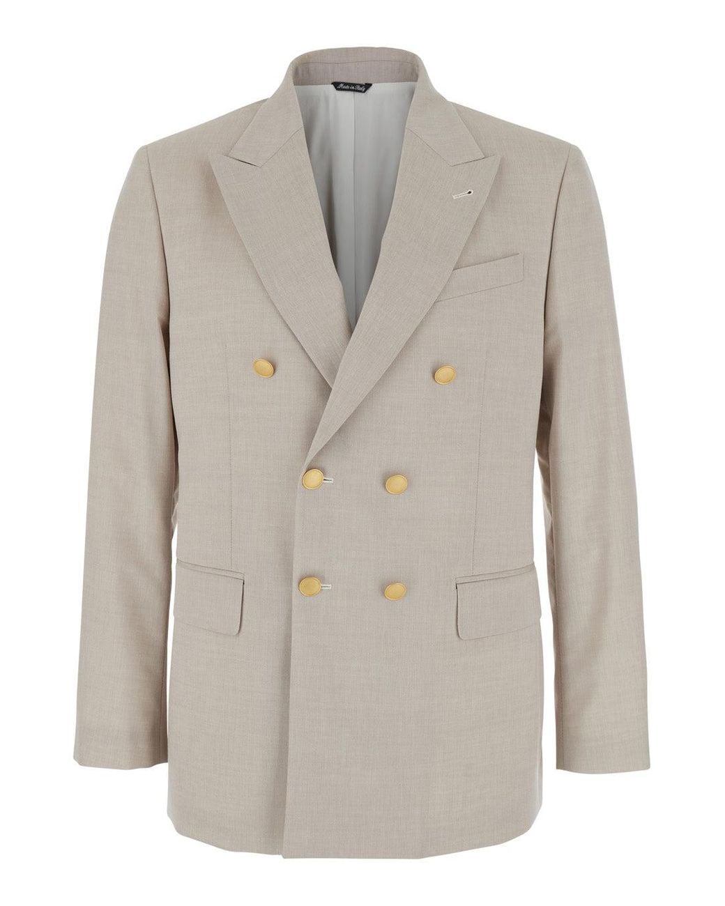 Reveres 1949 Gray Double Breasted Virgin Wool Jacket for men