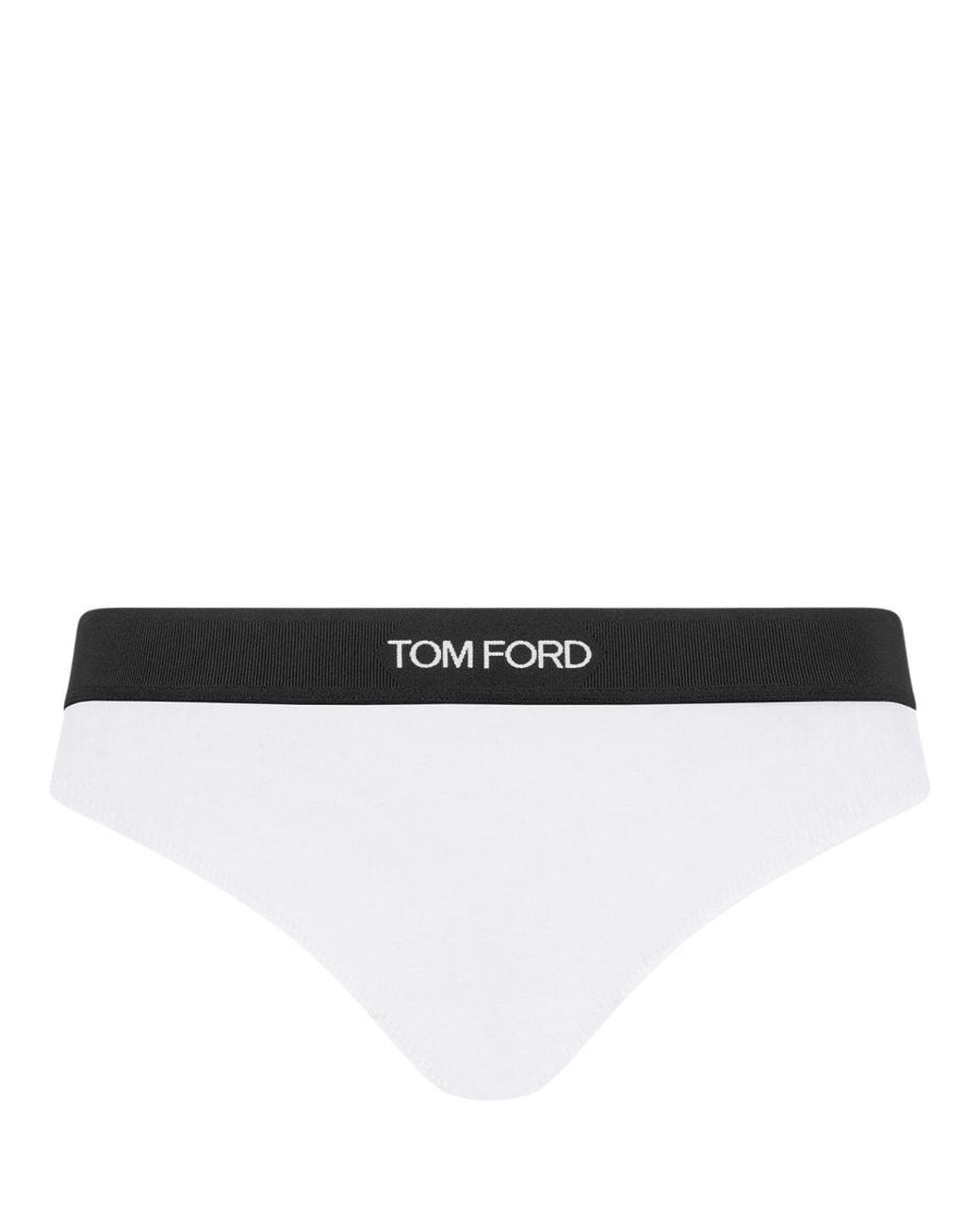 Tom Ford White Thong With Logo