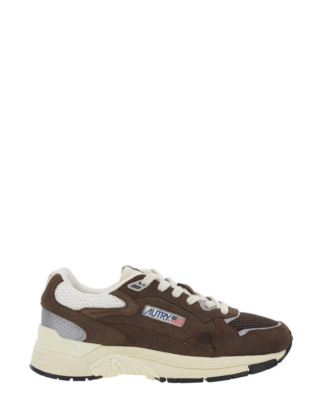 Autry Brown Hyperway Low Top Sneaker With Logo Patch