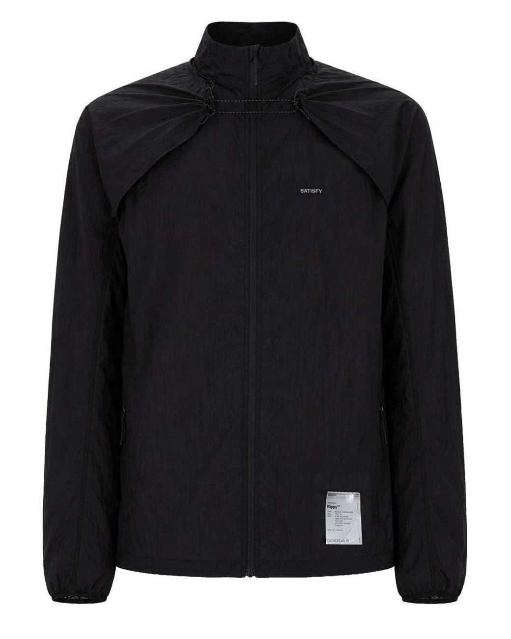 Satisfy Black Lightweight Zip-Up Windbreaker Jacket for men