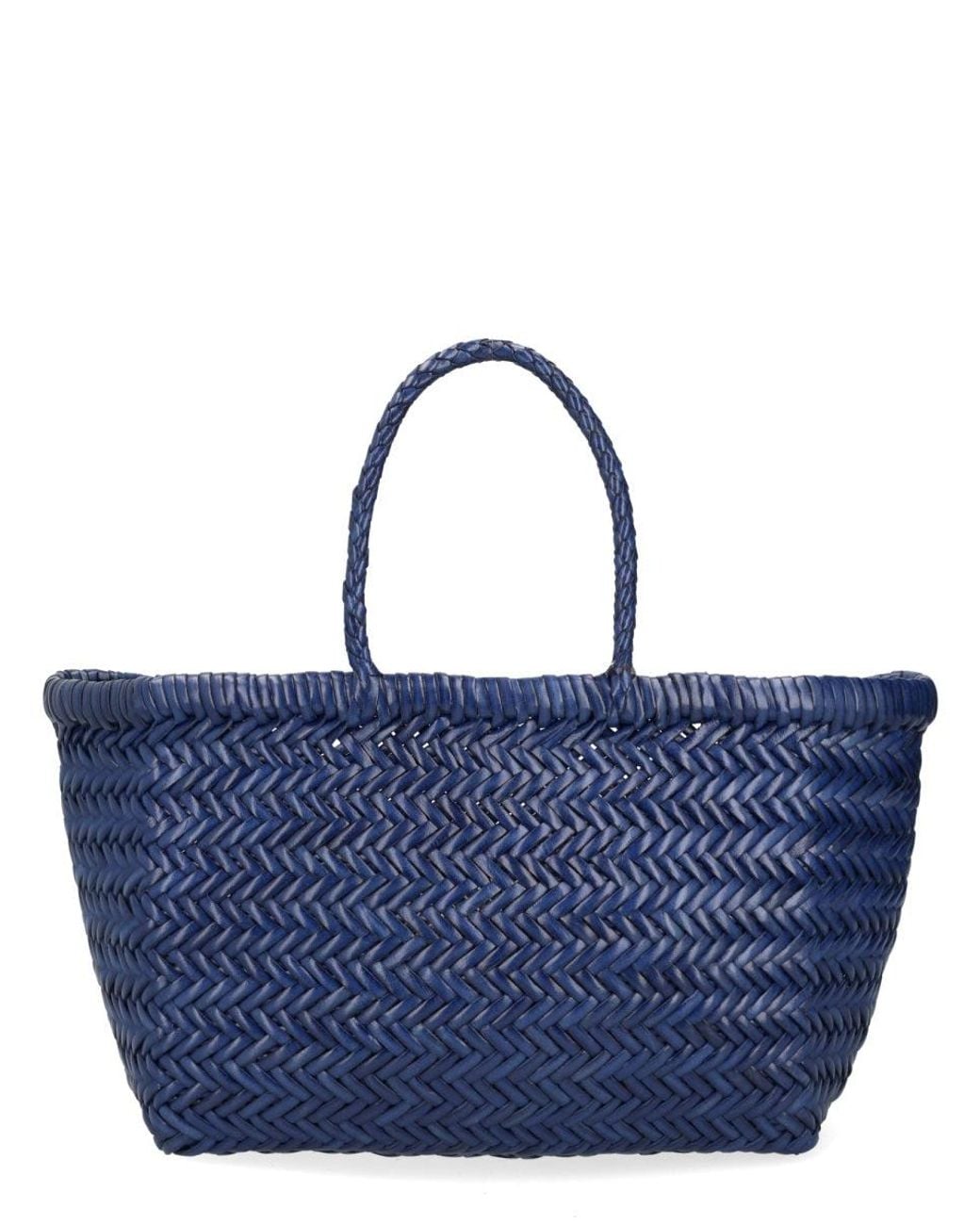 Dragon Diffusion Blue Bamboo Triple Jump Small Woven Leather Tote