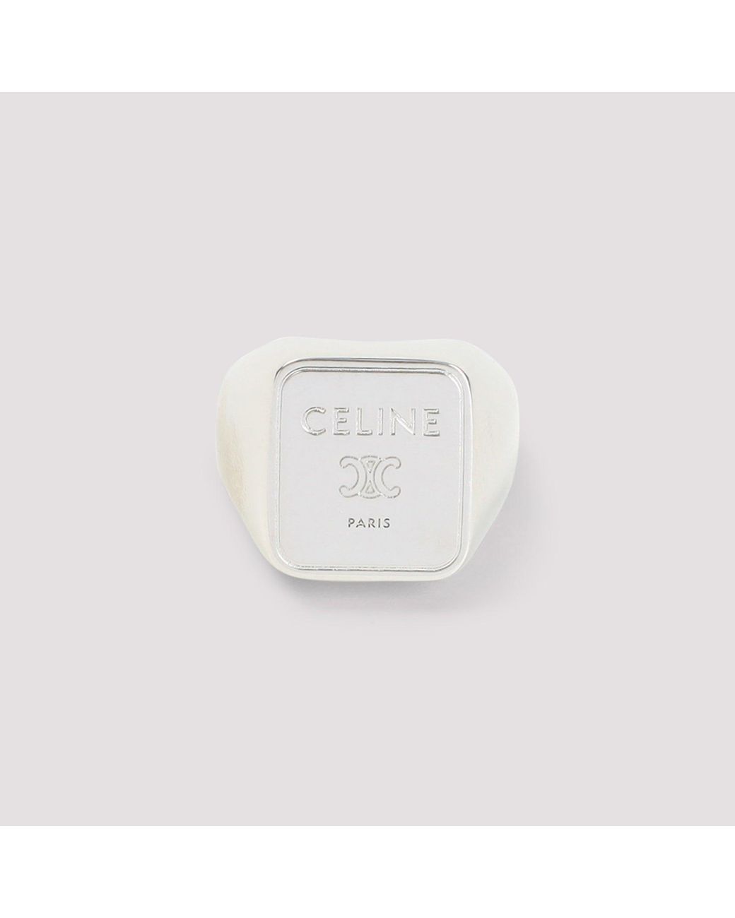 Céline White Brass Square Signet Ring