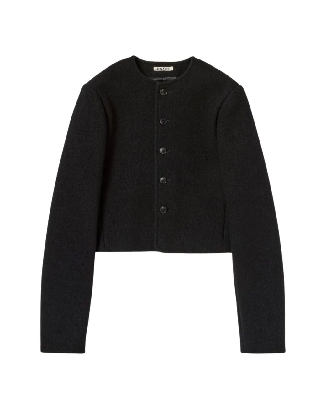Auralee Black Cropped Collarless Blazer