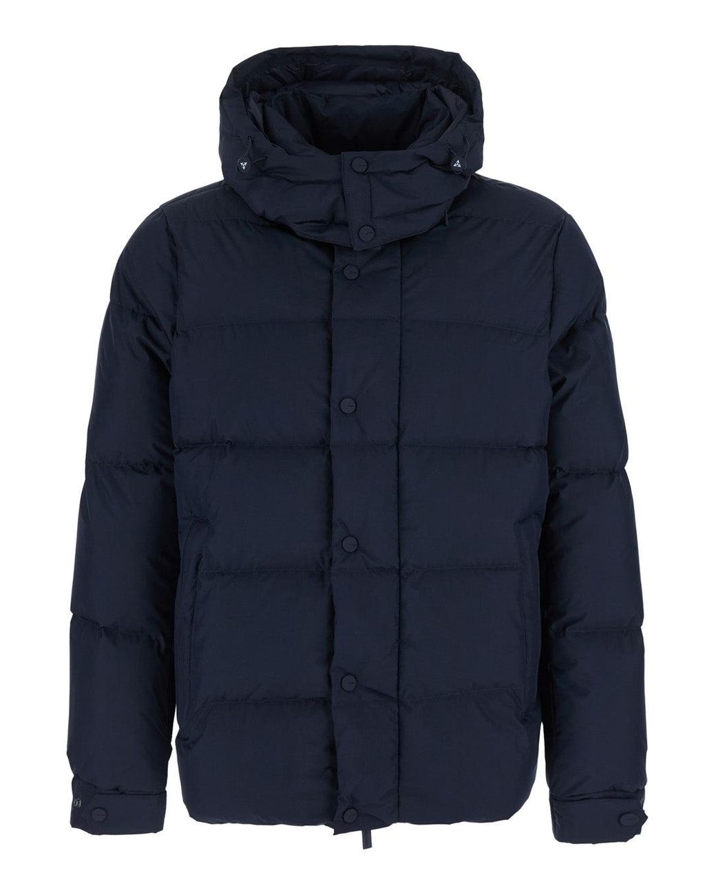 Heskimo Blue Padded Mini Down Jacket With High Collar & Zip Front for men