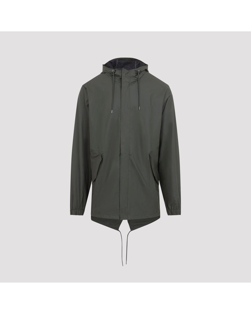 Rains Gray Polyester Fishtail Jacket for men
