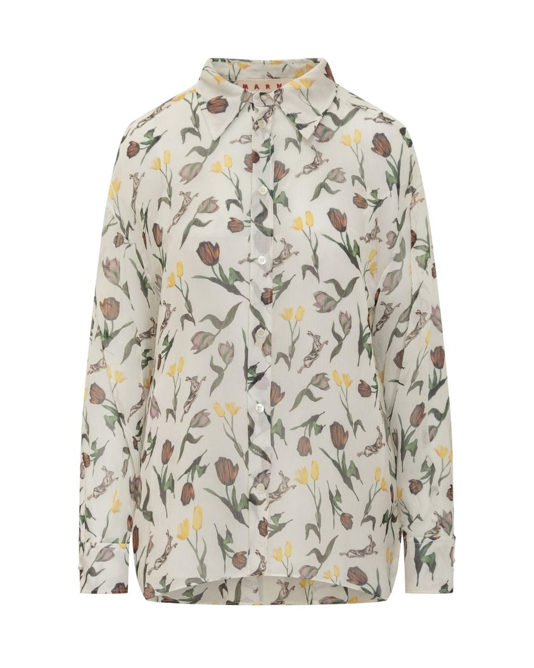 Marni White Silk Button-Up Shirt